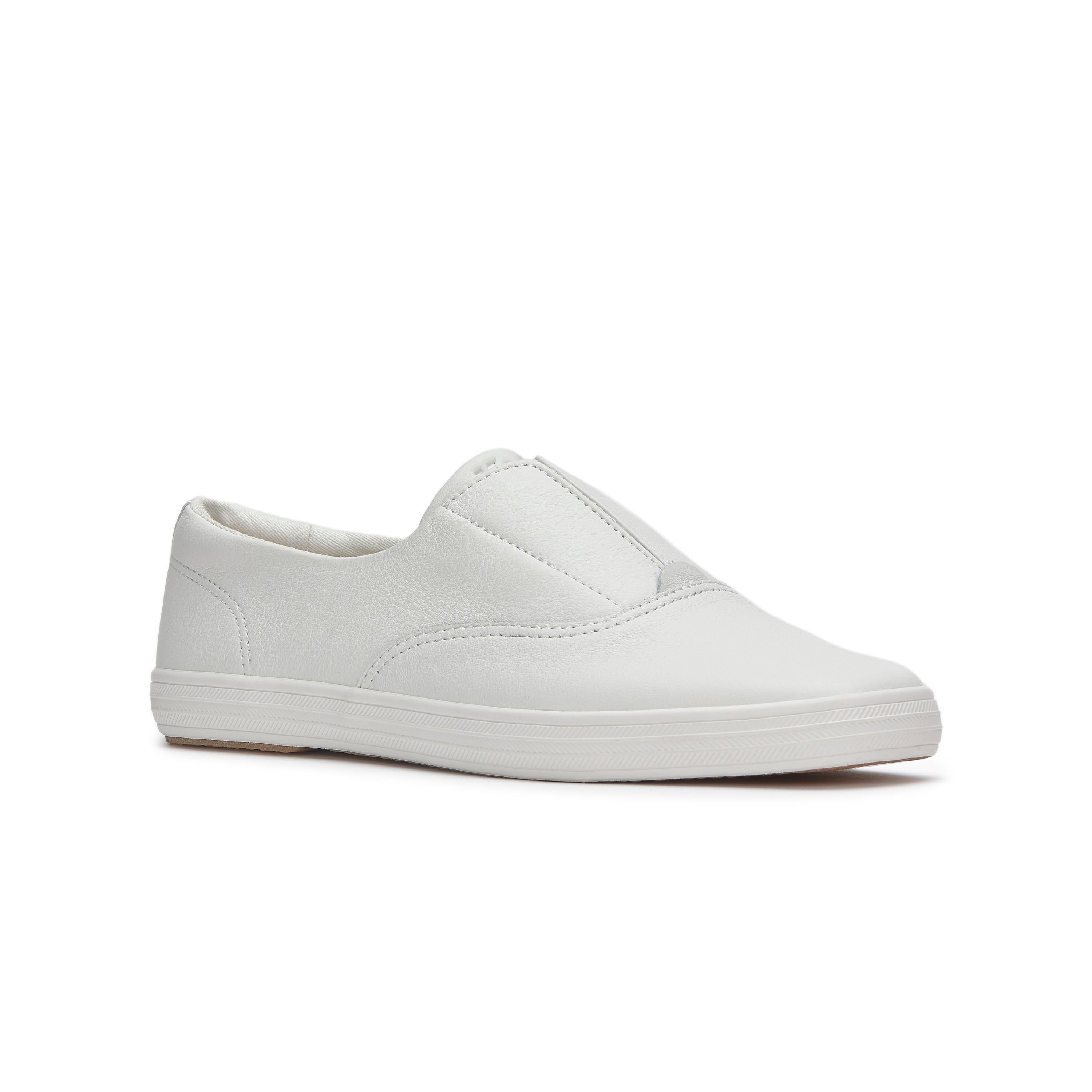 Womens Champion Square Toe Slip Soft Leather Snow White Sneaker