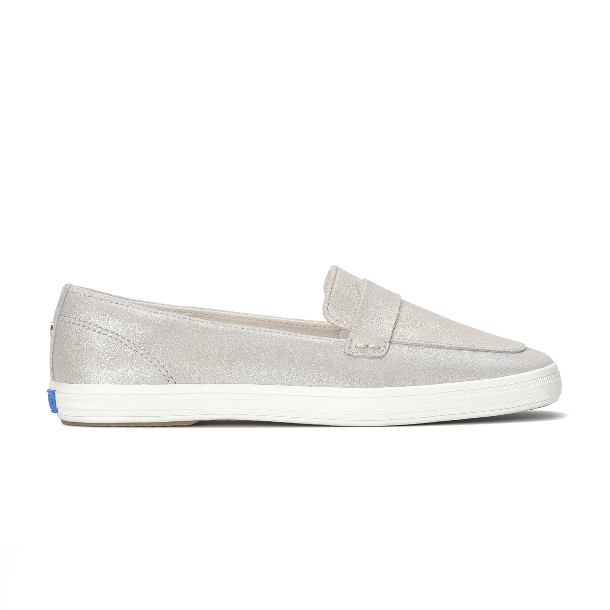 Womens Keds Square Toe Loafer Glitter Suede Pale Silver Sneakers