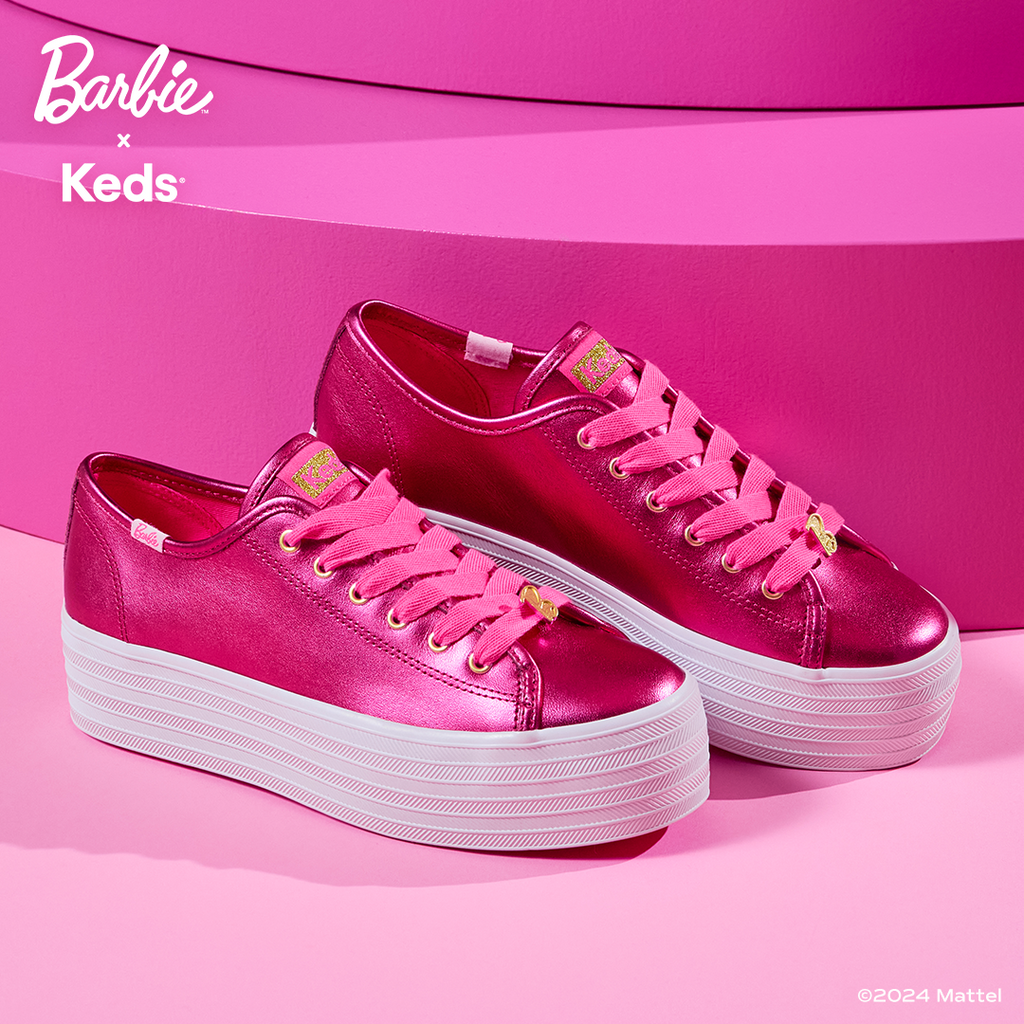 Women's Barbie Triple Up Metallic Leather Sneaker Pink