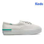 Women's The Platform Pique Stripe Canvas Sneaker White/Green
