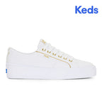 Women's Jump Kick Duo Canvas Piping Sneakers White / Gold