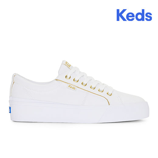Women's Jump Kick Duo Canvas Piping Sneakers White / Gold