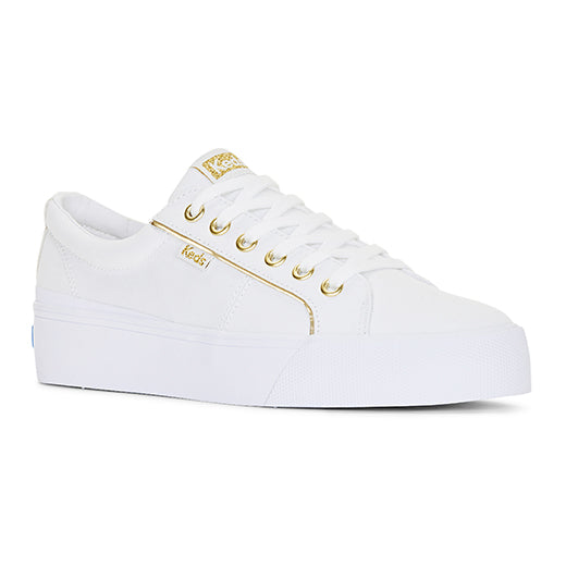 Women's Jump Kick Duo Canvas Piping Sneakers White / Gold