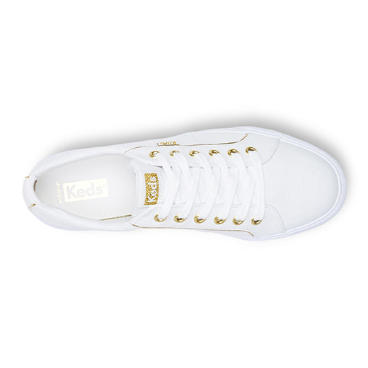 Women's Jump Kick Duo Canvas Piping Sneakers White / Gold