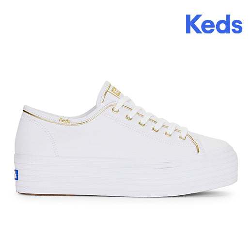 Women's Triple Up Canvas Piping White/Gold