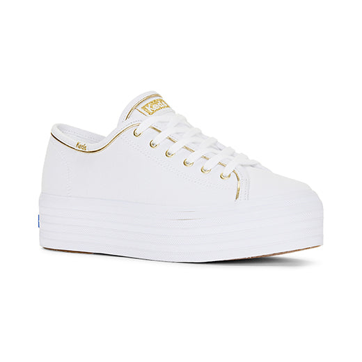 Women's Triple Up Canvas Piping White/Gold