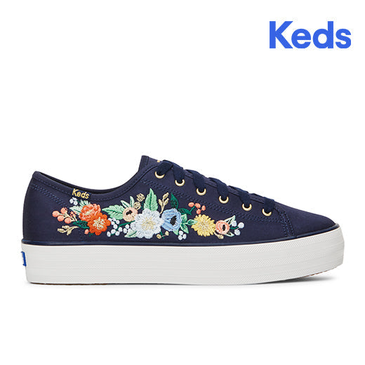 Women's Triple Kick RPC Vintage Blossom Embriodery Sneakers Navy