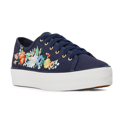 Women's Triple Kick RPC Vintage Blossom Embriodery Sneakers Navy