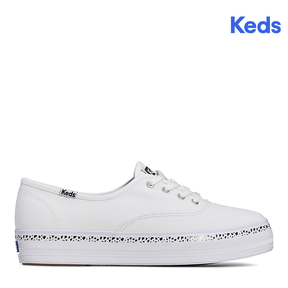 Women's The Platform Canvas Spot Stripe Foxing Sneaker White