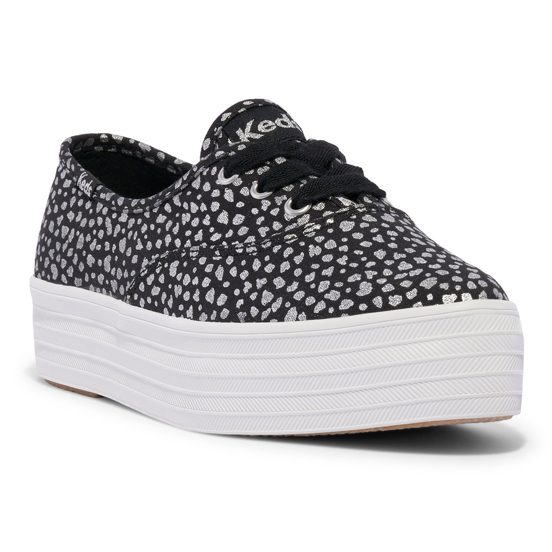 Keds Womens' Point Canvas Mini Dot Print Black/Silver