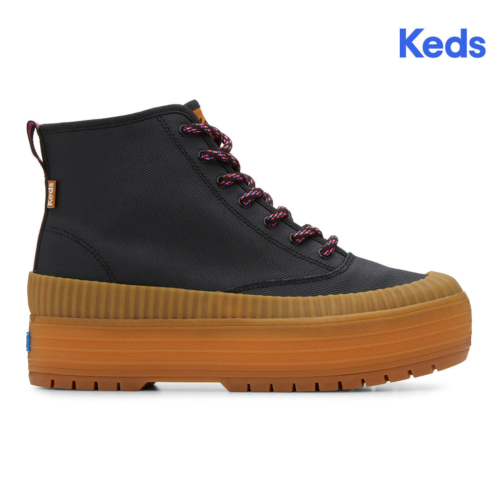 Keds Womens' The Platform Mid Lug Weatherized Black/Gum