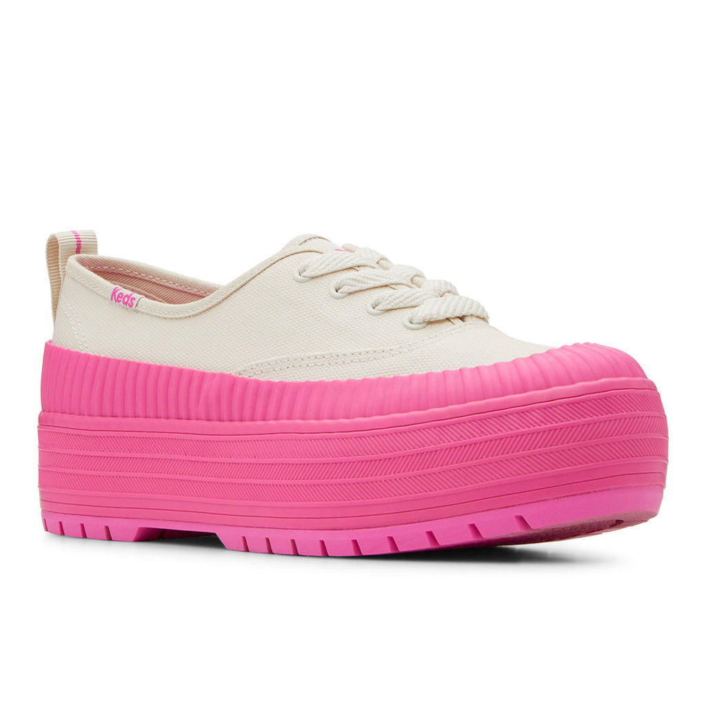 Keds Womens' The Platform Lug Weatherized Oatmeal/Pink