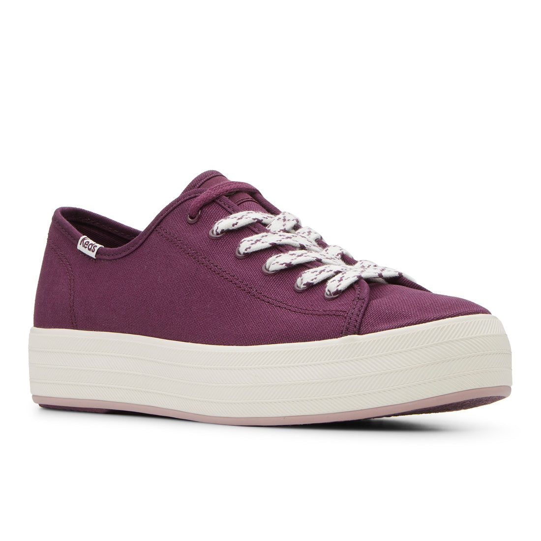 Keds Womens' Triple Kick Canvas Bottom Foxing Stripe Burgundy