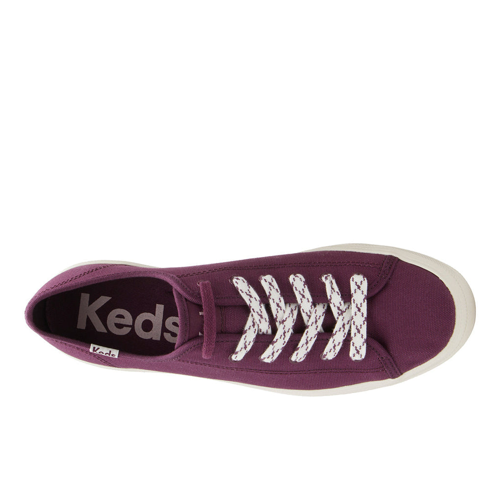 Keds Womens' Triple Kick Canvas Bottom Foxing Stripe Burgundy