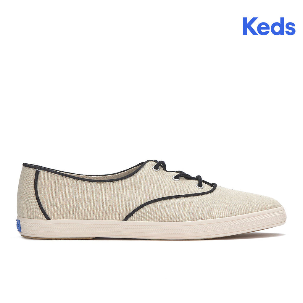 Womens Champion Point Low Wave Canvas Contrast Binding Sneaker Natural/Black