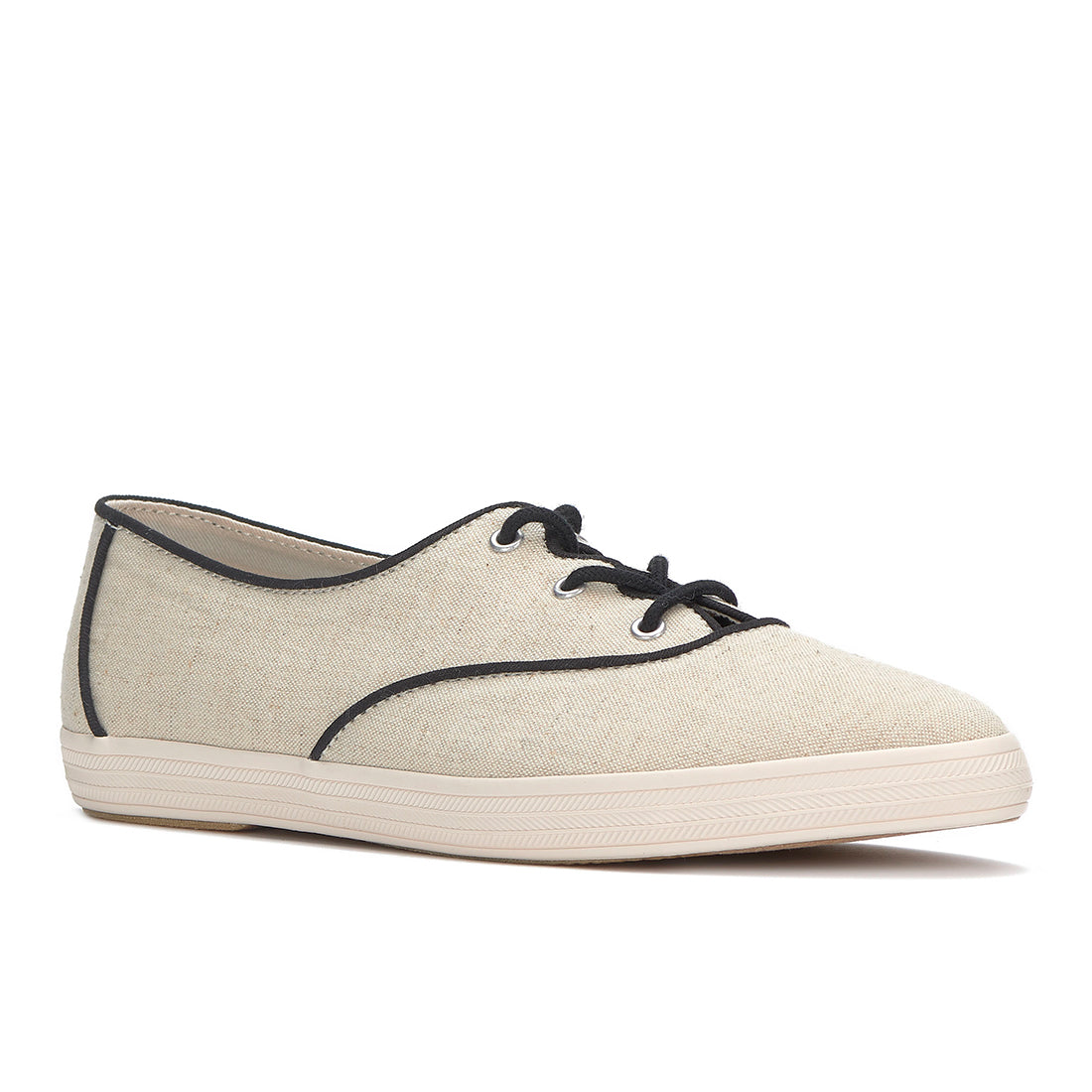Womens Champion Point Low Wave Canvas Contrast Binding Sneaker Natural/Black