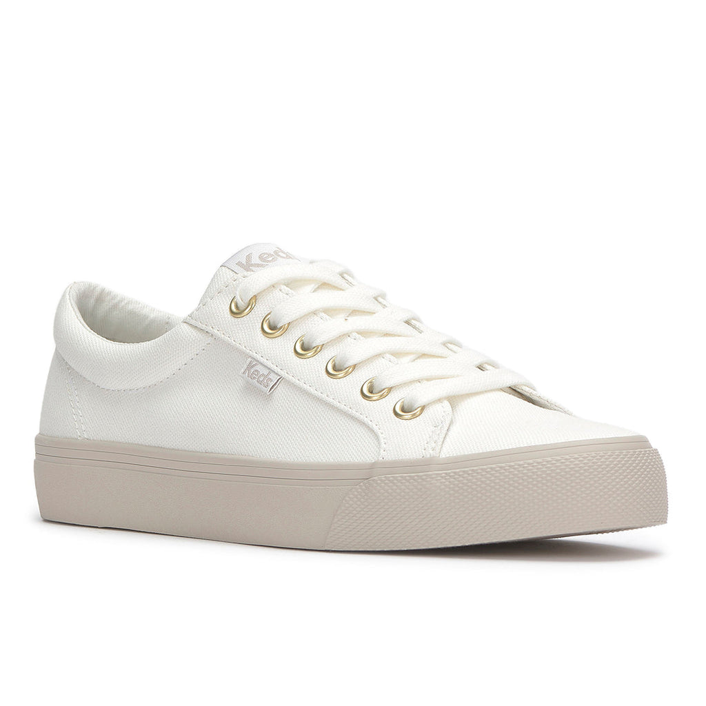 Women's Jump Kick Canvas Tone Off Foxing Sneaker Snow White