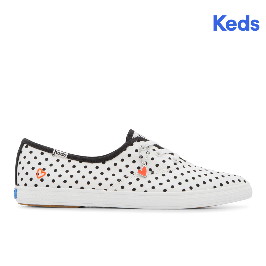 Womens Champion Point Low Canvas Small Polka Dot Sneaker Snow White/Black