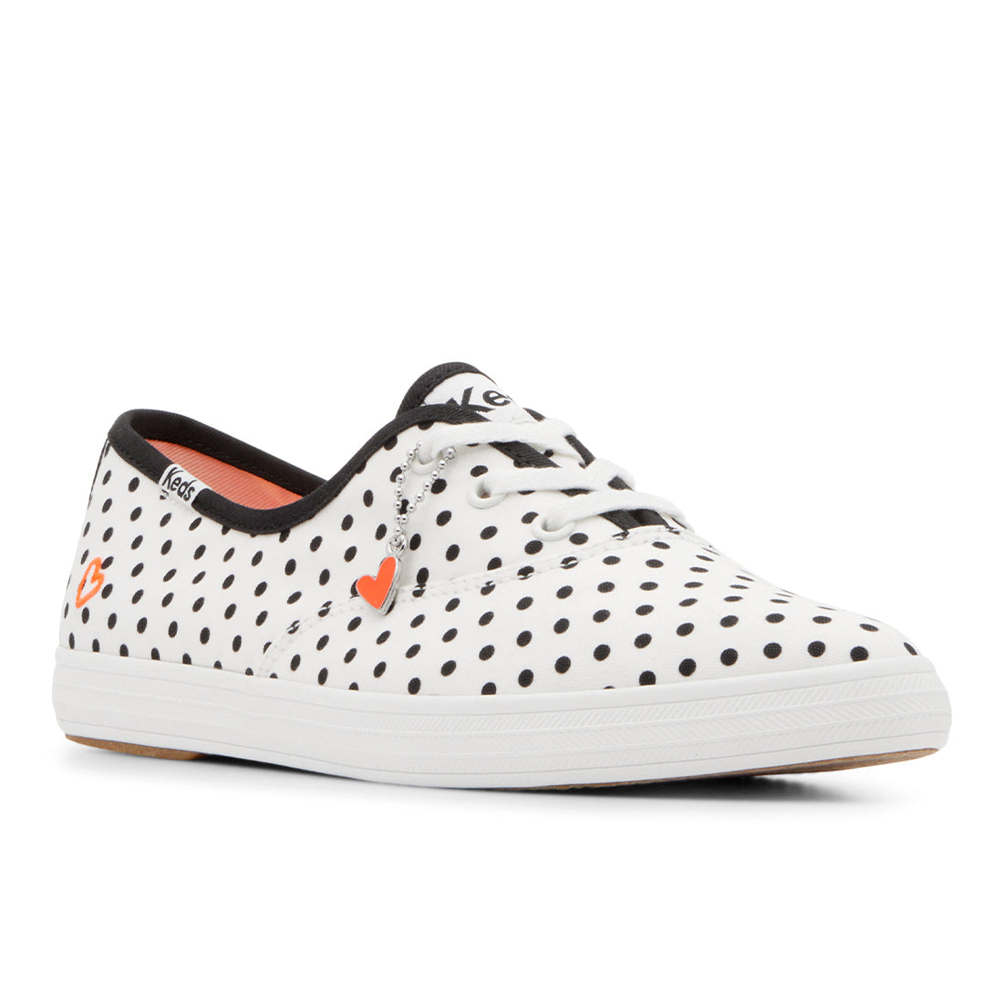 Womens Champion Point Low Canvas Small Polka Dot Sneaker Snow White/Black