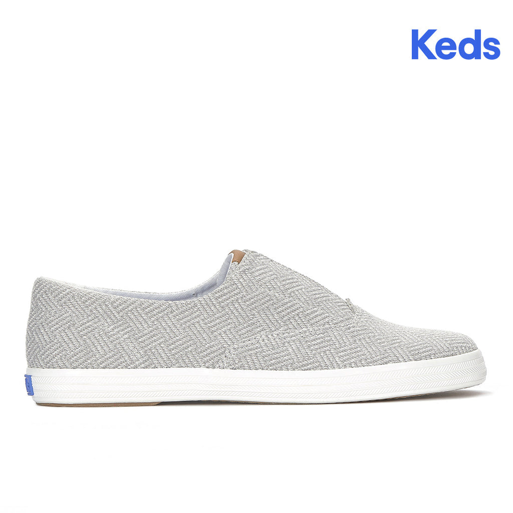 Keds Champion Round Toe Slip Crosshatch Textile Sneaker Light Grey