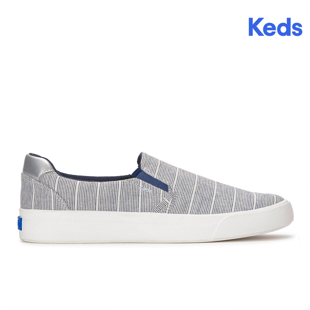 Women's Pursuit Slip Chambray Lurex Stripe Vintage Indigo/Silver Sneaker