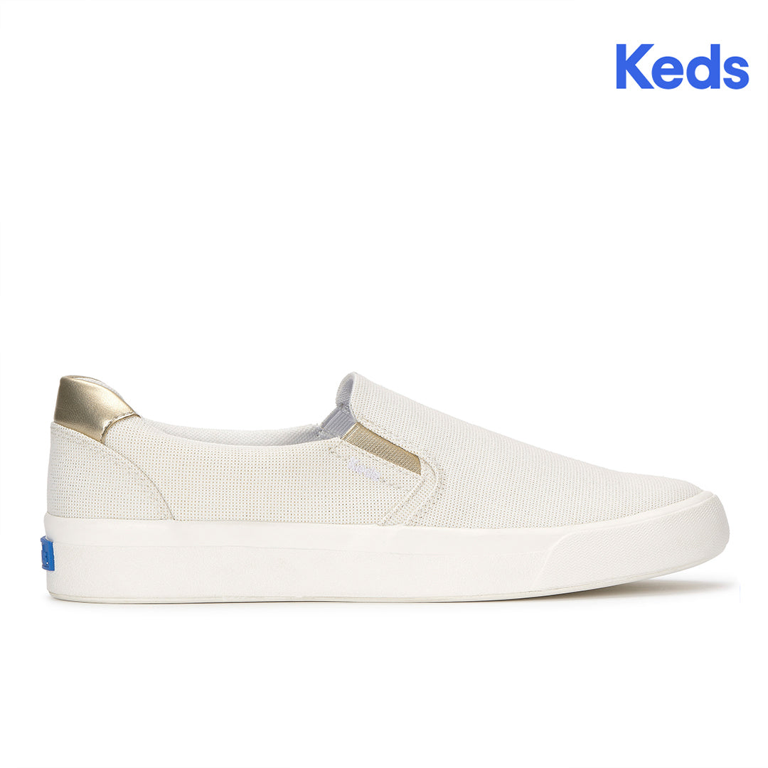 Women's Pursuit Slip Lurex Linen Snow White/Gold Sneaker