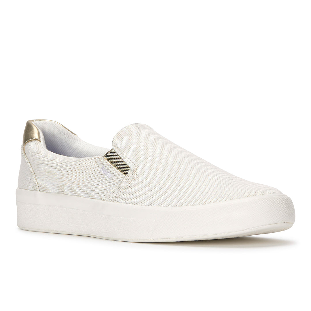 Women's Pursuit Slip Lurex Linen Snow White/Gold Sneaker