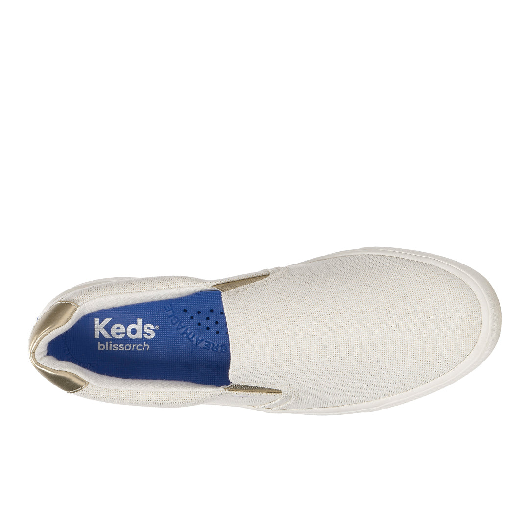 Women's Pursuit Slip Lurex Linen Snow White/Gold Sneaker