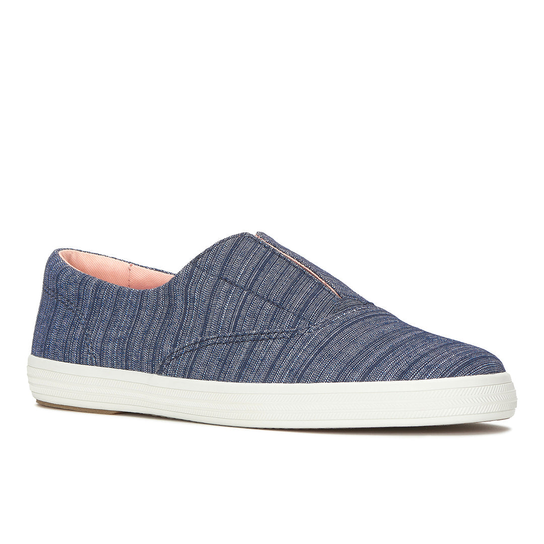 Women's Keds Champion Round Toe Slip Stripe Chambray Blue Sneaker