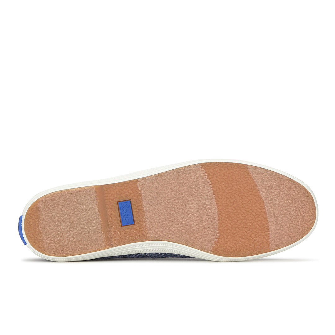 Women's Keds Champion Round Toe Slip Stripe Chambray Blue Sneaker