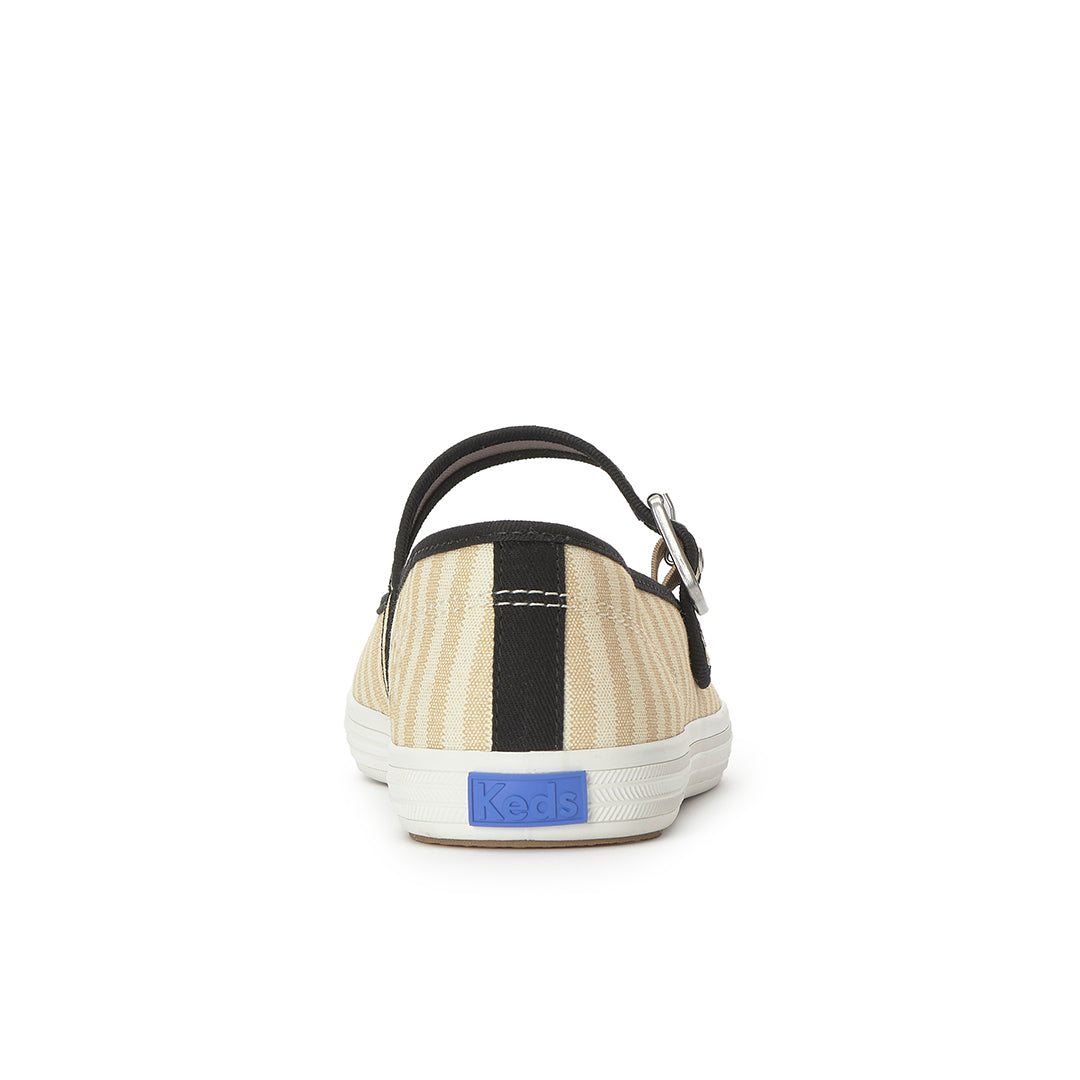 Women's Maisie Mary Jane Printed Stripe Twill Black/Natural Sneaker