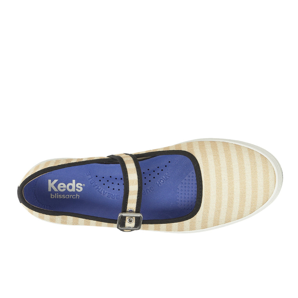 Women's Maisie Mary Jane Printed Stripe Twill Black/Natural Sneaker