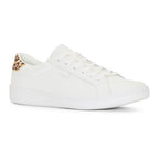 Women's Ace Leather Leopard Heel Sneaker White/Tan