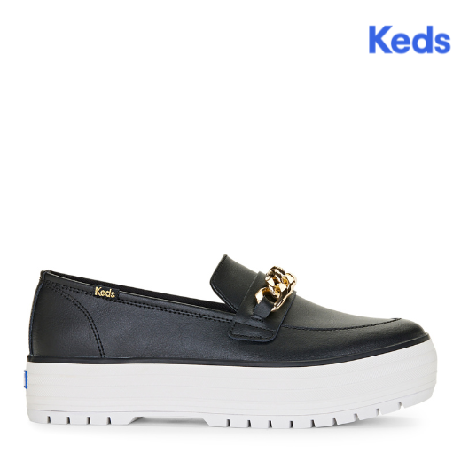 Women's Triple Decker Loafer Lug Chain Applique Sneakers Black