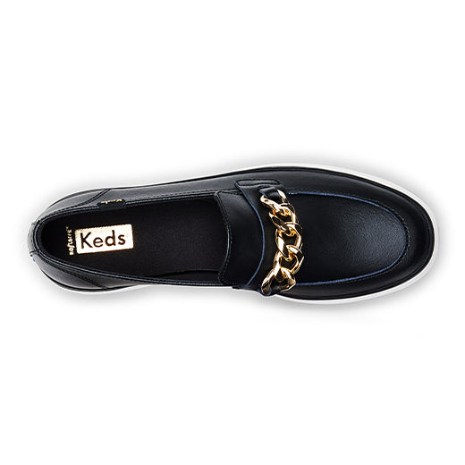 Women's Triple Decker Loafer Lug Chain Applique Sneakers Black
