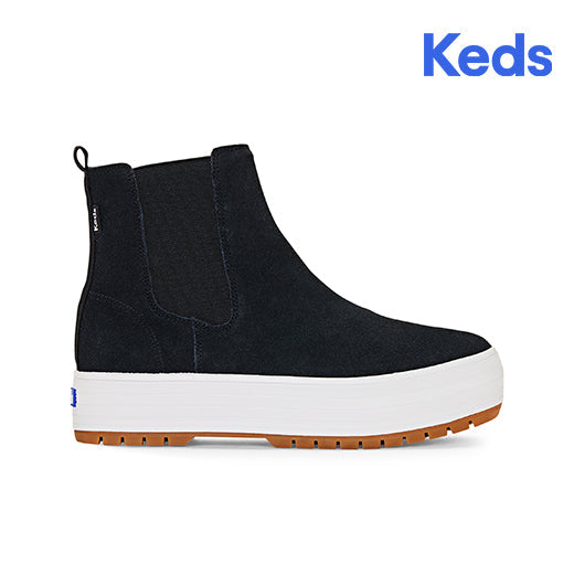 Women's The Platform Chelsea Lug Suede Sneaker Black