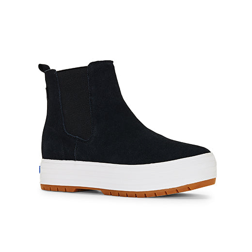 Women's The Platform Chelsea Lug Suede Sneaker Black