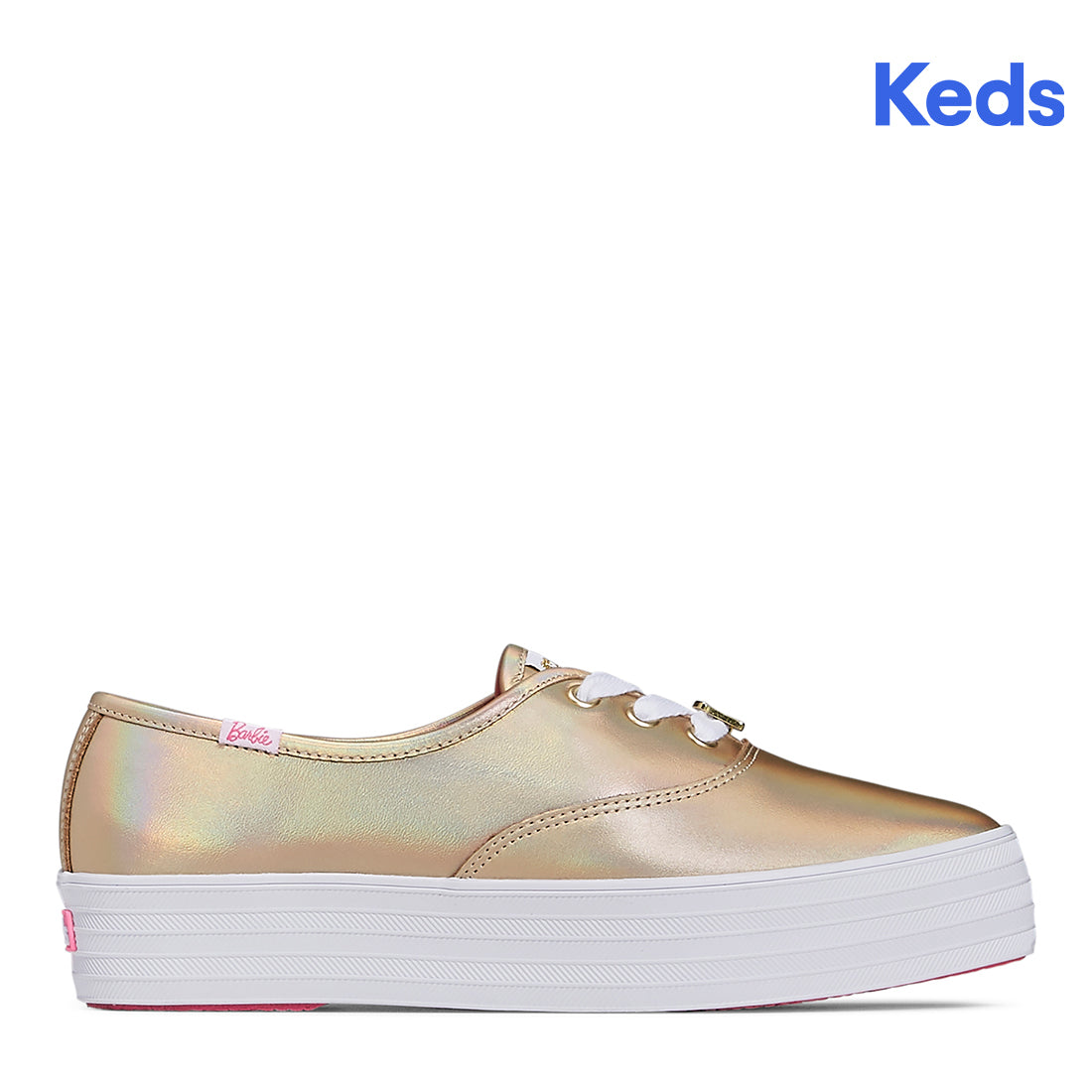 Women's Barbie Point Metallic Leather Sneaker Gold