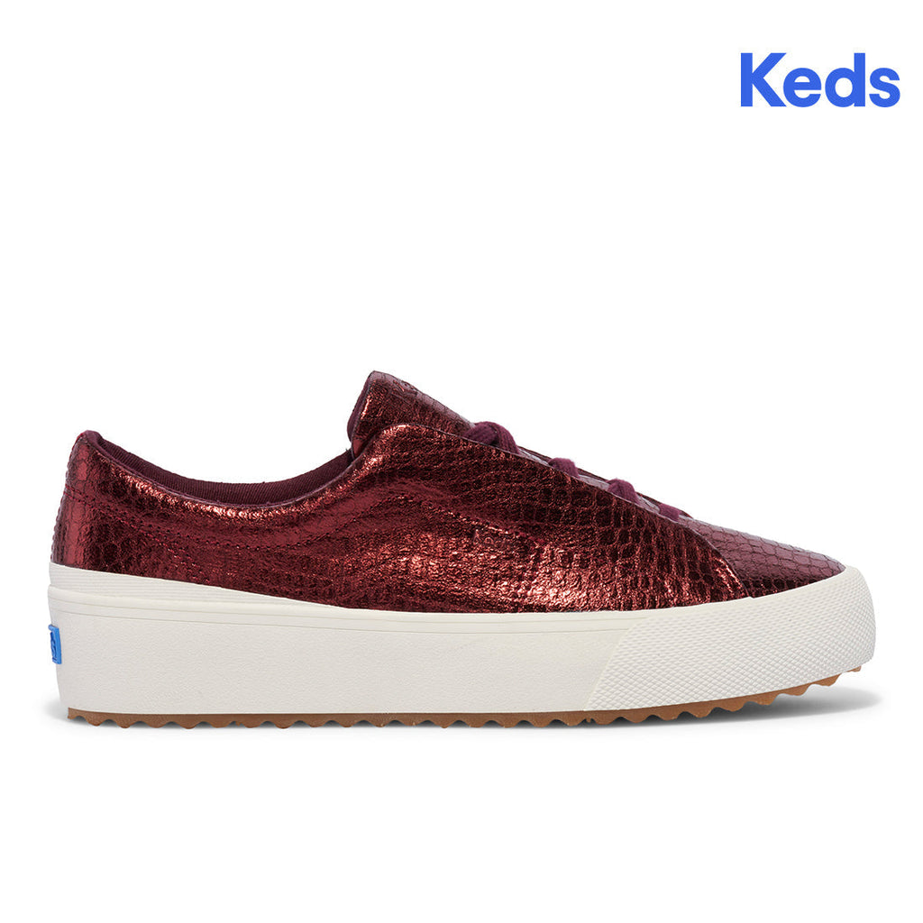 Keds Womens' Remi Embossed Leather Burgundy