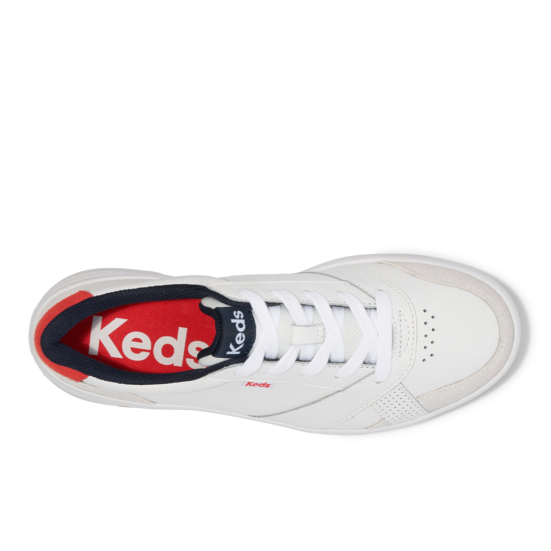Keds Womens' The Court Leather/Suede Off White/Red