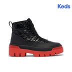 Keds Womens' Soho Boot Quilted Nylon Pop Outsole Black/Red