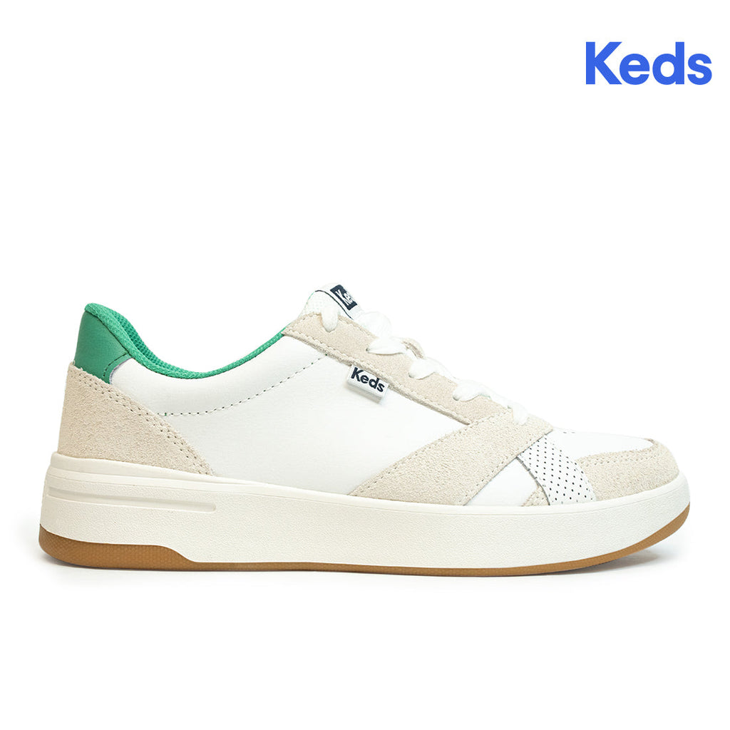 Keds Womens' The Court Leather Sneaker White/Green