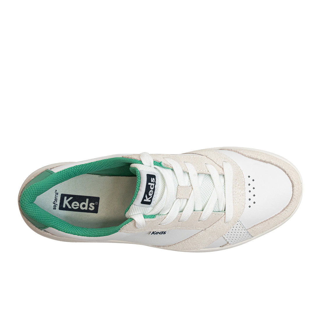 Keds Womens' The Court Leather Sneaker White/Green