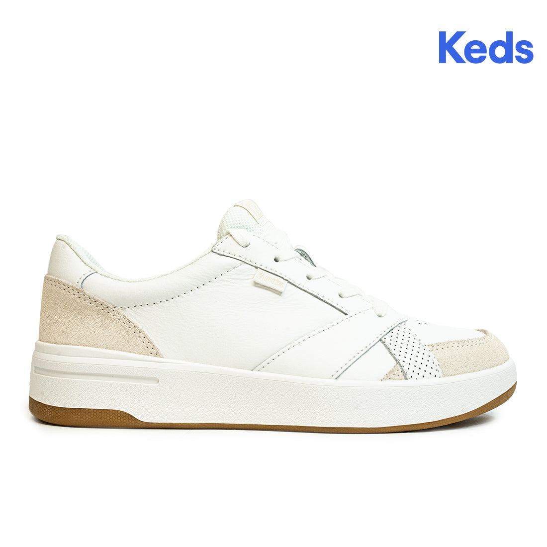 Keds Womens' The Court Leather Sneaker White/Gum
