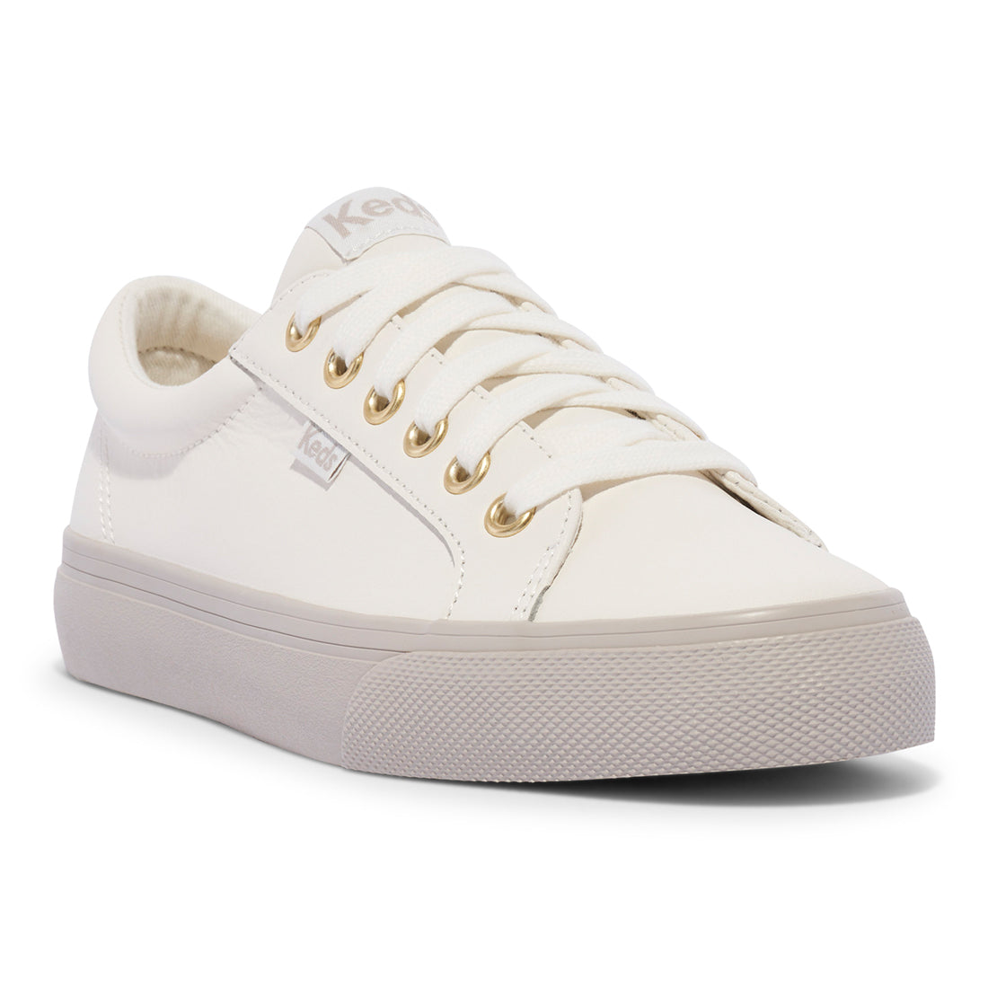 Keds Womens' Jump Kick Leather Sneaker Snow White