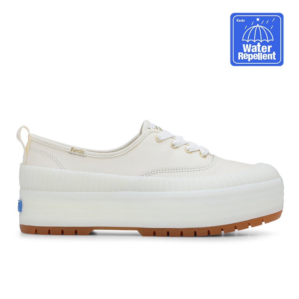 Keds Womens' The Platform Lug Weatherized Leather Off White