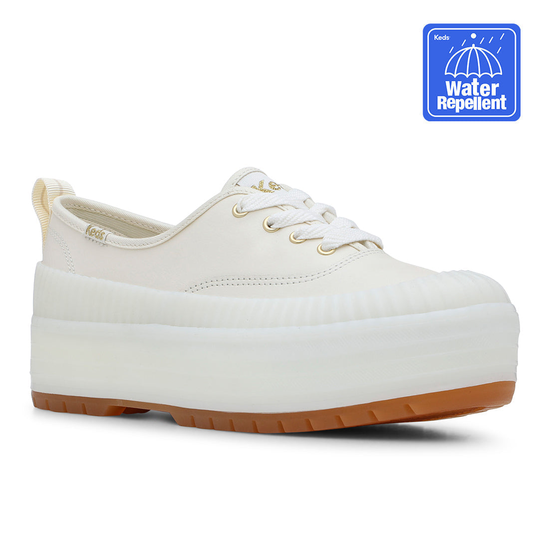 Keds Womens' The Platform Lug Weatherized Leather Off White
