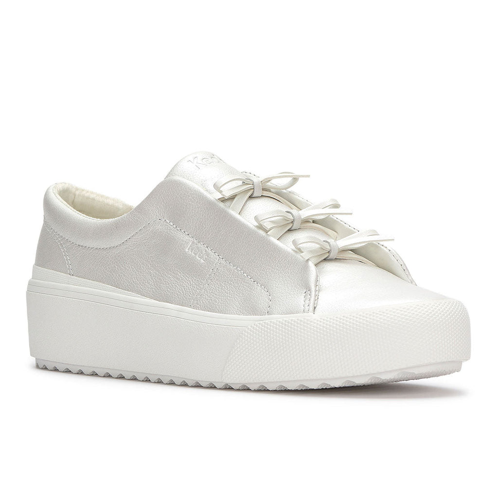 Women's Remi Mini Bow Leather Sneaker Pearlized White