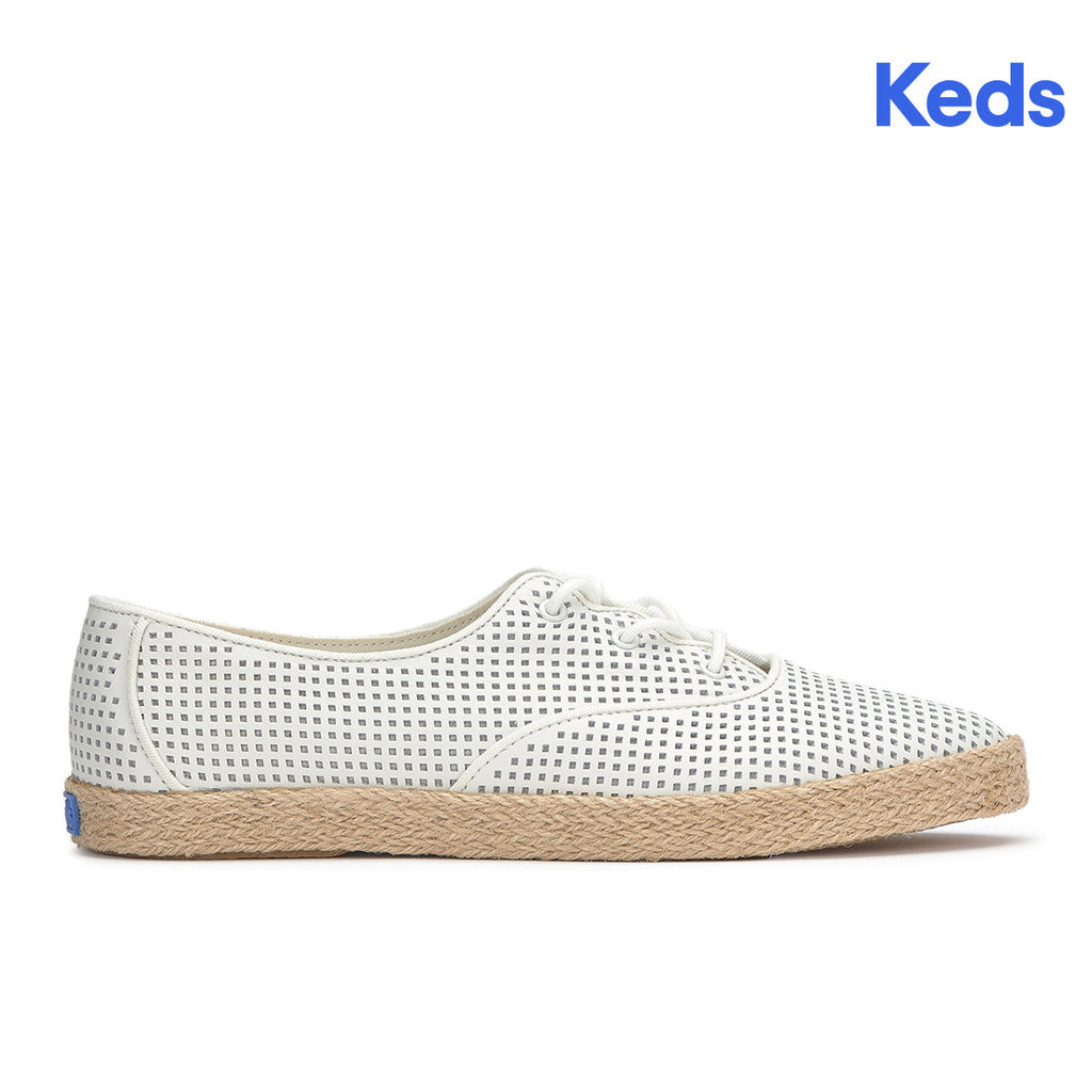 Womens Champion Point Low Wave Perf Leather Jute Foxing Sneaker Snow White