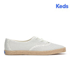 Womens Champion Point Low Wave Perf Leather Jute Foxing Sneaker Snow White